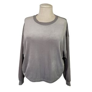 Old Navy WMS XL Sweatshirt Gray Velvet Cropped Cozy Crew Neck Oversized
